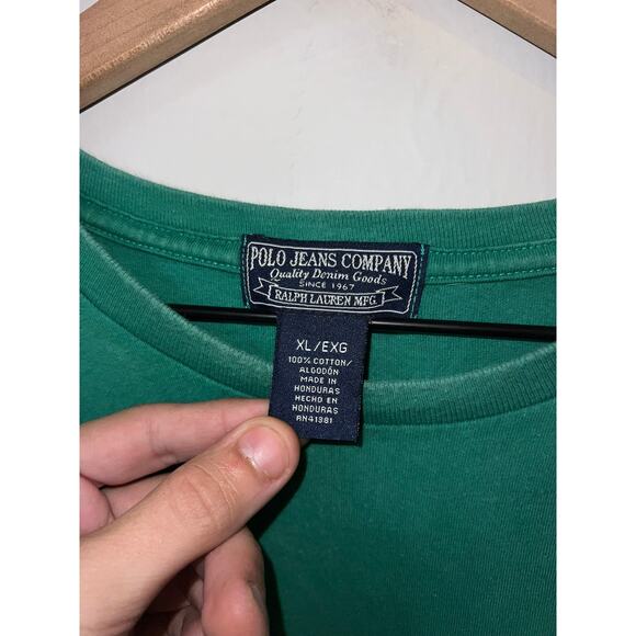 Y2K Polo Jeans Shirt Company Quality Denim Goods Green Tee 2000s XL X-Large - Picture 4 of 7
